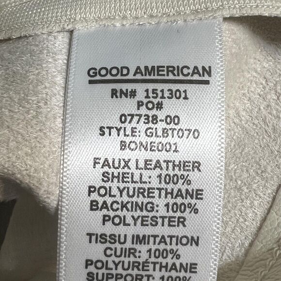 Good American Faux Leather Bandeau Top Womens Small (1) Bone Strapless GLBT070 - Picture 7 of 10